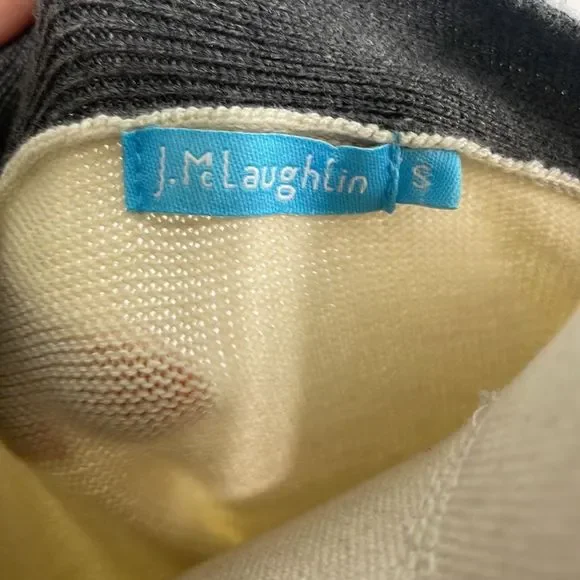 J Mcloughlin Cream With Gray Trim Chain Trim Cardigan - Picture 5 of 7